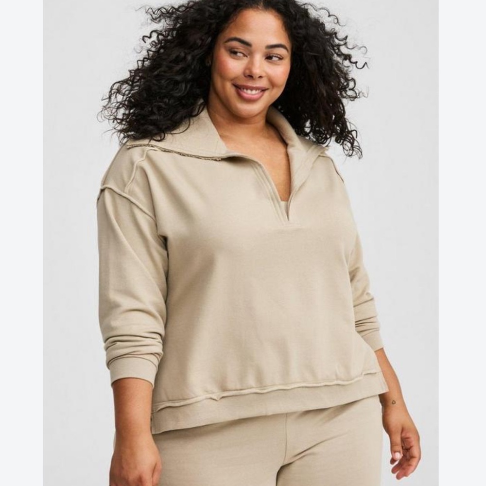 torrid Neutral Beige Fleece Pullover Sweatshirt Casual Fall 2X